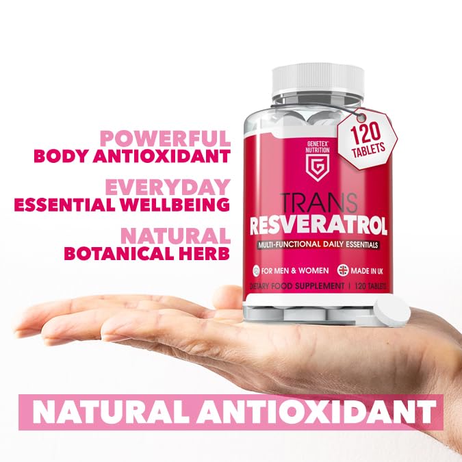 Trans Resveratrol Supplement – 120 Tablets – Powerful Antioxidant, Multi-Functional Daily Essential for Men & Women – Supports Overall Well-Being – Made in the UK