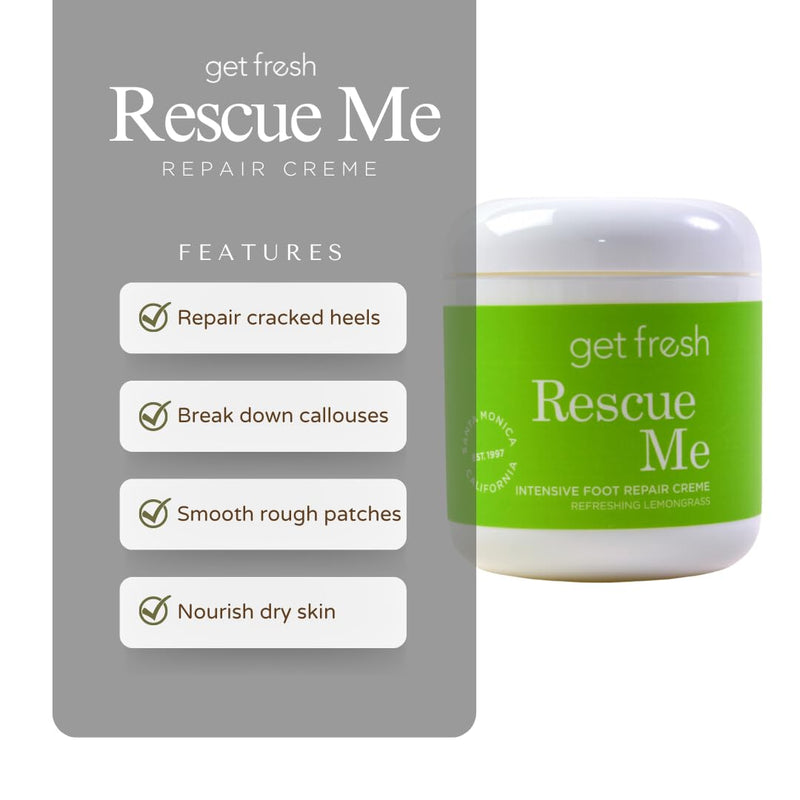 Get Fresh Rescue Me - Intensive Foot Cream for Dry Skin, Cracked Heels, and Calluses, with Shea Butter, Aloe, and Lemongrass, 170g