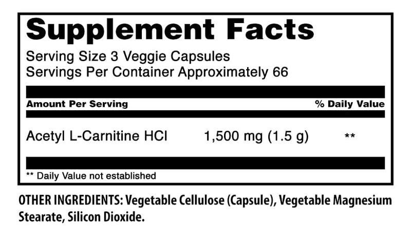 Amazing Formulas Acetyl-Acetyl HCI 1500 Mg | Vegetarian Capsules Supplement | Non-GMO | Gluten-Free | Made in USA (1 Pack | 200 Count) 1500 mg | 1 Pack | 200 Count