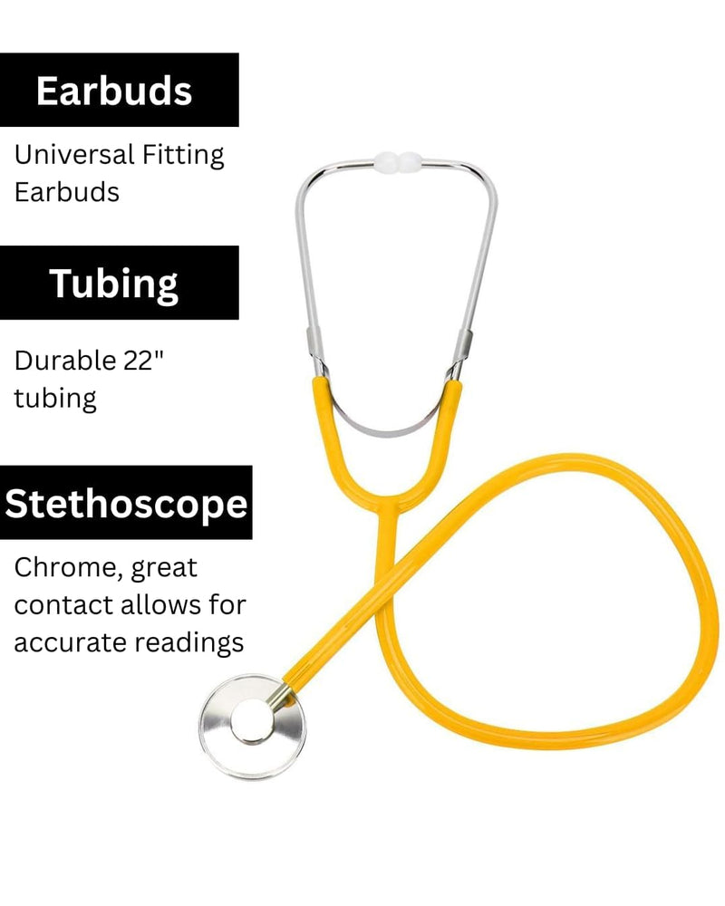 [Australia] - Stethoscope ‚Äì 22‚Äù Long Tubing, Lightweight Stethoscope with Aluminum Chestpiece ‚Äì Single Head, Acoustic Sound Yellow Doctors, Nurses, Students, Medical and Home Use 1 