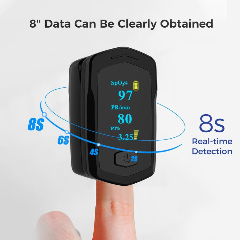oxygen saturation oximeter - FINGERTIP OXIMETER Pulse Oximeter Fingertip Rechargeable Blood Oxygen for Adults and Children Black