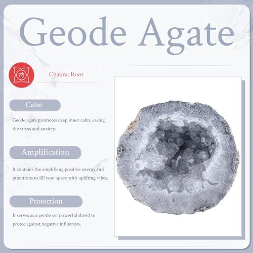Sportmusies Natural Geode Agate Crystal Cluster Specimen, 0.22-0.44 lb Small