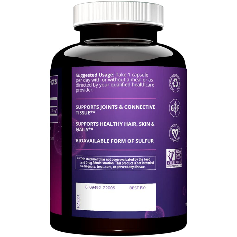 [Australia] - MRM Nutrition MSM 1000mg | Methyl-sulfonyl-Methane Capsules | Joint Health | Hair + Skin + Nails | Bioavailable Form of Sulfur | Gluten-Free + Vegan | 120 Servings 120 Count (Pack of 1) 