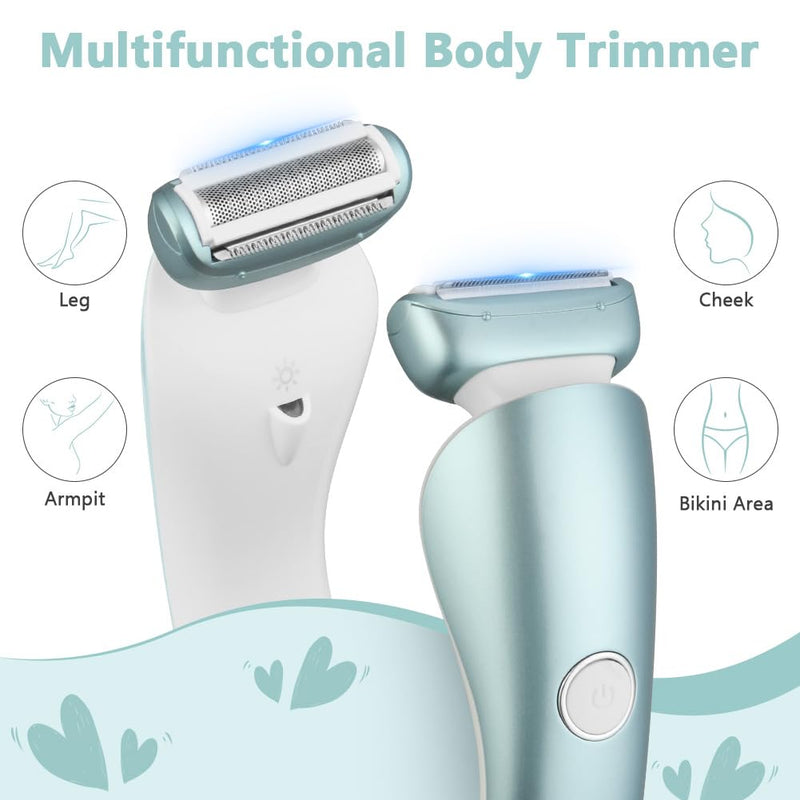 [Australia] - LOPHE Electric Shaver for Women, Wireless Wet and Dry Shaver, Painless Intimate Razor Suitable for Armpits, Bikini Area, Legs (Blue) 