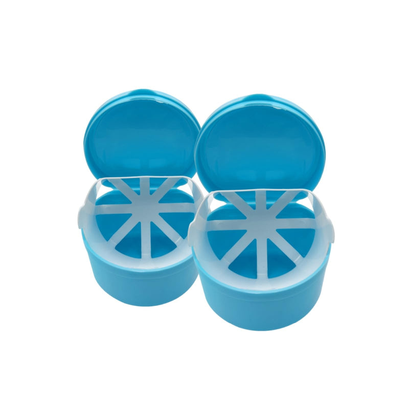 2PCS Retainer Cleaner Case, Lightweight and Convenient Denture Bath Case with Hanging Net, Retainer Holder Denture Cups for Soaking Dentures, Denture Travel Case 2pcs Lake Blue