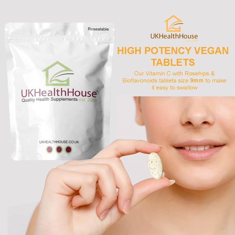 UKHealthHouse Vitamin C with Rosehips & Bioflavonoids - 1000mg - High Strength Ascorbic Acid - Reduction in Tiredness & Fatigue & Skin Health (360 Tablets) 1 count (Pack of 360)