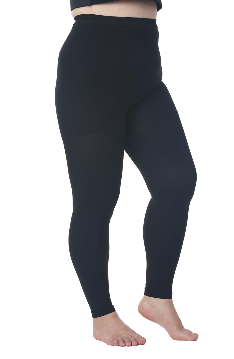 [Australia] - Plus Size 4XL Medical Compression Pantyhose for Women & Men, 20-30 mmHg Graduated Compression Leggings, Opaque Footless Waist High Compression Stockings for Edema, Varicose Veins, Flight, DVT, Black 4X-Large 20-30mmhg Footless Black 