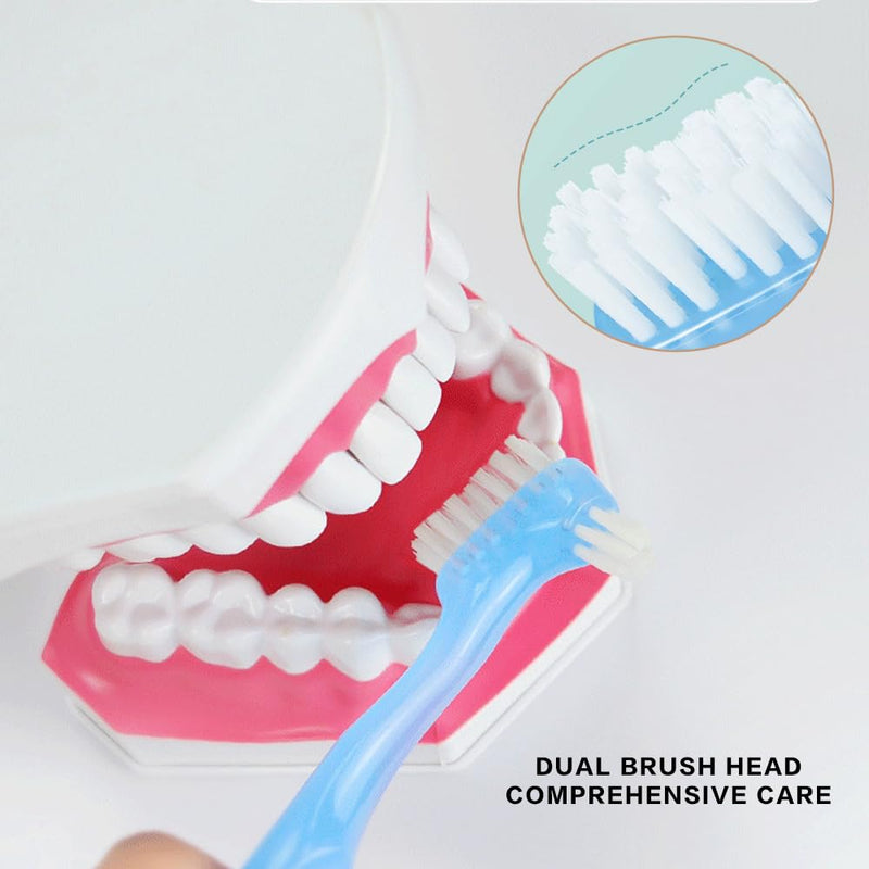 [Australia] - Visxcnu Pack of 3 Premium Hard Denture Brush, Denture Cleaning Brush, Portable Dentures, Multi-Layer Bristles for Denture Care Double-Sided Brush 