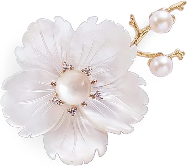 [Australia] - CCijiNG Brooches for Women with Crystal, Sakura Cherry Blossom Brooch Jewelry Gifts for Christmas Wedding Party, Fashionable Accessories Flower Brooches and Pins Upgrade White 
