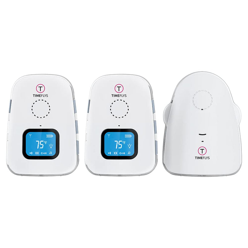 [Australia] - Audio Baby Monitor TimeFlys Twin Crown,Temperature Monitoring,Vibration,Lullabies,Rechargeable Battery,Talk Back Intercom,USB Connection,Zero Emission at Night Mode,Long Range up to 1000 ft 