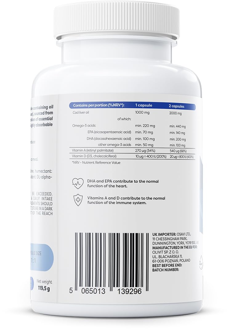 [Australia] - Osavi Norwegian Cod Liver Oil Softgels, 1000mg (Lemon) - 90 softgels 