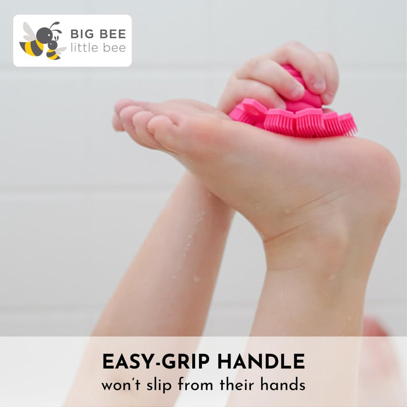 [Australia] - Big Bee, Little Bee - Kids Original ScrubBEE, 100% Silicone Childrens Bath Scrubber, Promotes Effective Independent Hand & Body Washing, As Seen on Shark Tank (Hibiscus) Hibiscus 