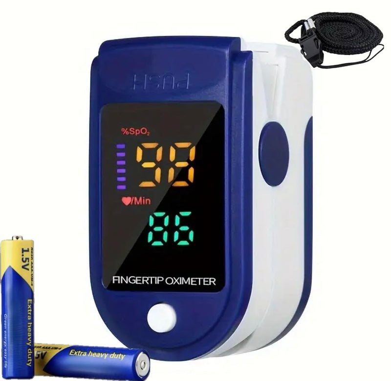 [Australia] - Finger Pulse Oximeter Larger Display Blood Oxygen Monitor with Batteries and Lanyard Included Fingertip Pulse Oximeter Color: Navy Blue 