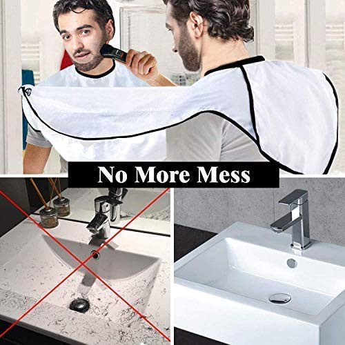 [Australia] - AEESRRU Beard Shaving Bib, Beard Apron for Men, With Suction Cups, Beard Apron for Beard Design, Beard Apron for Husband, Father's Day, Boyfriend (White) White 
