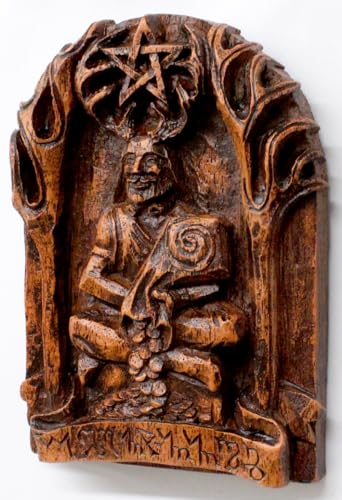 Dryad Design Cernunnos Wall Plaque - Wood Finish Celtic Horned God Decor