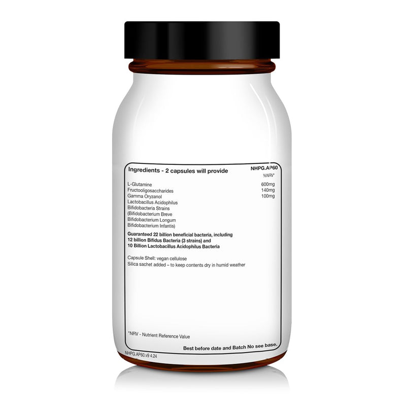 NHP Advanced Probiotic – High-Strength Gut Health & Immune Support Supplement | 22 Billion CFU with Lactobacillus & Bifidobacteria, Gamma Oryzanol & Prebiotics | Vegan, Gluten-Free, 60 Capsules