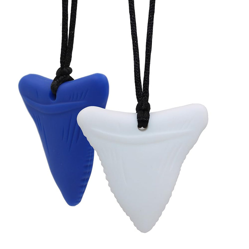 [Australia] - Chew Necklaces for Sensory Kids, 3 Pack Sensory Toys Silicone Chewy Necklace Sensory for Autism, ADHD, Anxiety or Other Special Needs- Reduces Chewing Fidgeting for Boys Girls Adults Chewer Black/Blue/White 3 Count (Pack of 1) 