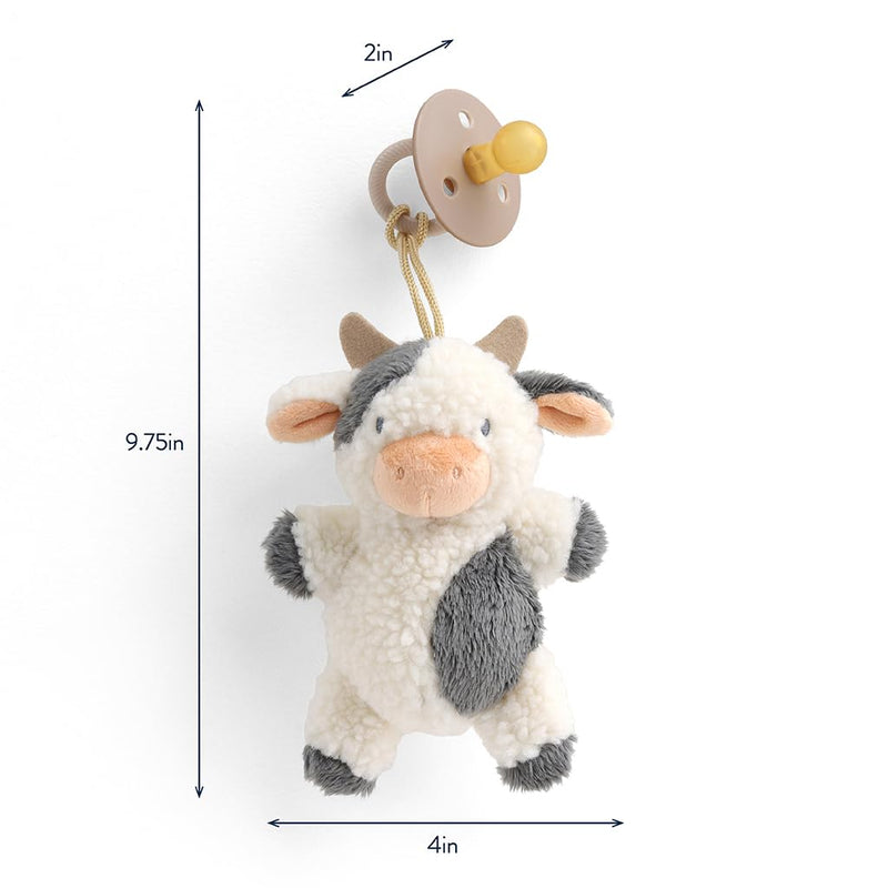 [Australia] - Itzy Ritzy Pacifier & Lovey Set - Natural Rubber Pacifier with Stuffed Animal Lovey - Detachable Plush Cow Binky Holder & Coordinating Natural Rubber Binky, Ideal for Ages 0-6 Months (Cow) 1 Count (Pack of 1) 
