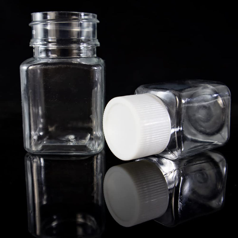 5 Pcs 80ml Empty Plastic Pill Bottles Clear Pill Dispenser Containers Solid Powder Storage Vials Square Liquid Sample Bottle for Crafts