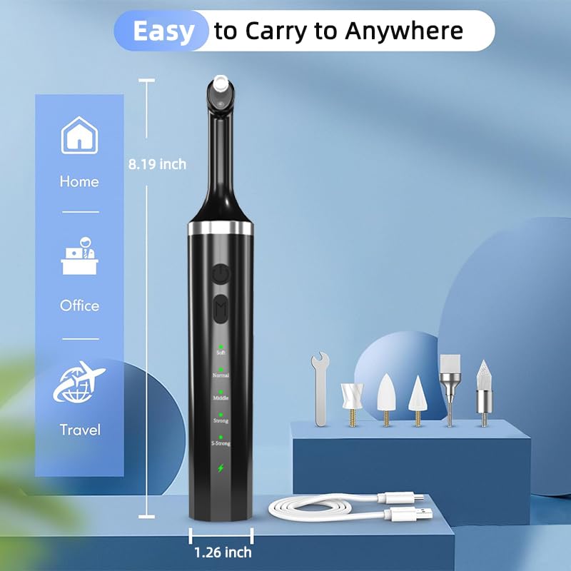 [Australia] - Teeth Polisher with 5 Brush Heads 8 Polish Pastes 5 Speed Modes and LED Light IPX6 Waterproof Tooth Polishing Kit Teeth Cleaner Tools for Home Use Teeth Whitening and Cleaning Style 2 