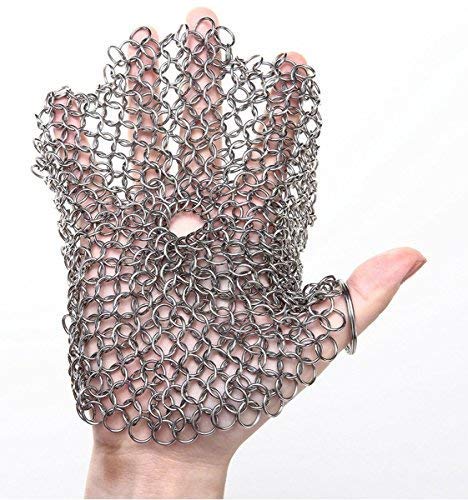 [Australia] - 316 Stainless Steel Cast Iron Skillet Cleaner Cast Iron Scraper Chainmail Scrubber for Cast Iron Pans, Pre-Seasoned Pans, Griddle Pans, BBQ Grills, and More Pot Cookware-Round 7 Inch Diameter 