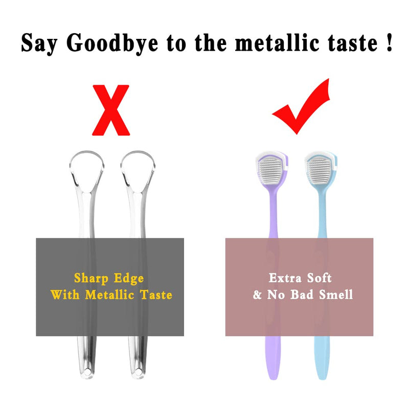 [Australia] - Soft Tongue Brush Scraper Cleaner Helps Fight Bad Breath Clean Your Tongue Without Hurt Pack Of 4 (GREEN PURPLE BLUE PINK) GREEN PURPLE BLUE PINK 