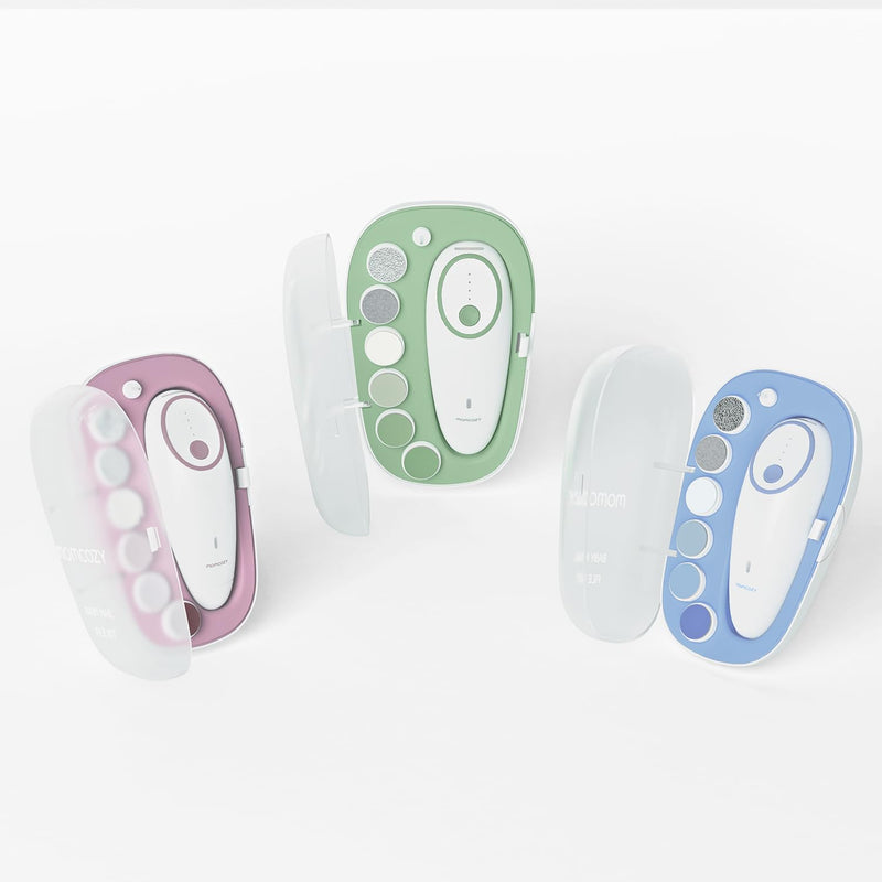 [Australia] - Momcozy Baby Nail File Electric, Gentle Baby Nail Trimmer Electric, Baby Nail Clipper with Night Light, 7 Grinding Head Replacement Pads, Green Electric Nail Trimmer 