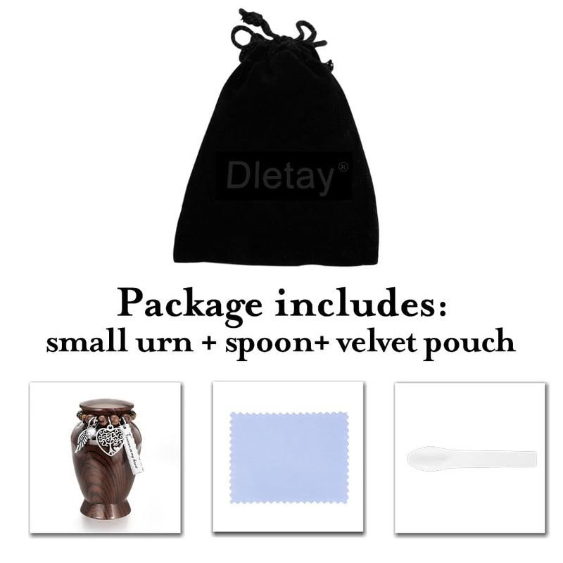 [Australia] - Dletay Small Urns for Human Ashes Keepsake 2.85 Inch Memorial Mini Cremation Urn for Women Men Aluminum Decorative Funeral Urns - Walnut Brown 