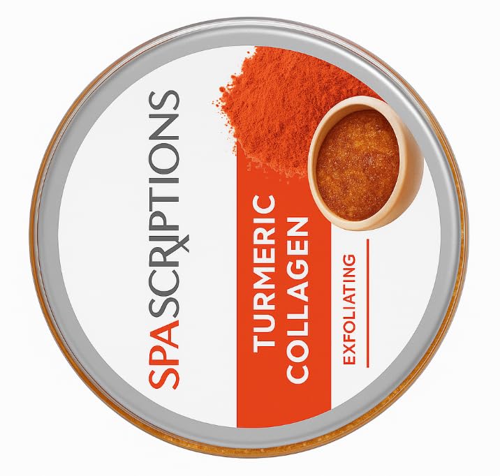 SpaScriptions Turmeric & Collagen Sugar Scrub - Brightening Body Scrub Exfoliator with Brown Sugar & Vitamin E, Ideal for for Dull & Uneven Skin Tone, Helps Support Glowing, Smooth & Firm Skin, 21 oz 21 Ounce (Pack of 1)
