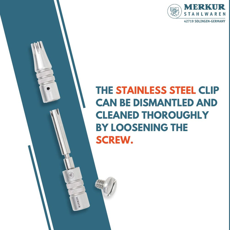 [Australia] - MERKUR Nose & Ears Hair Trimmer, Safe Hair Removal Tool for Men & Women, Twist and Cut Mechanism, Stainless Steel Clip, Easy to Clean, Battery-Free 