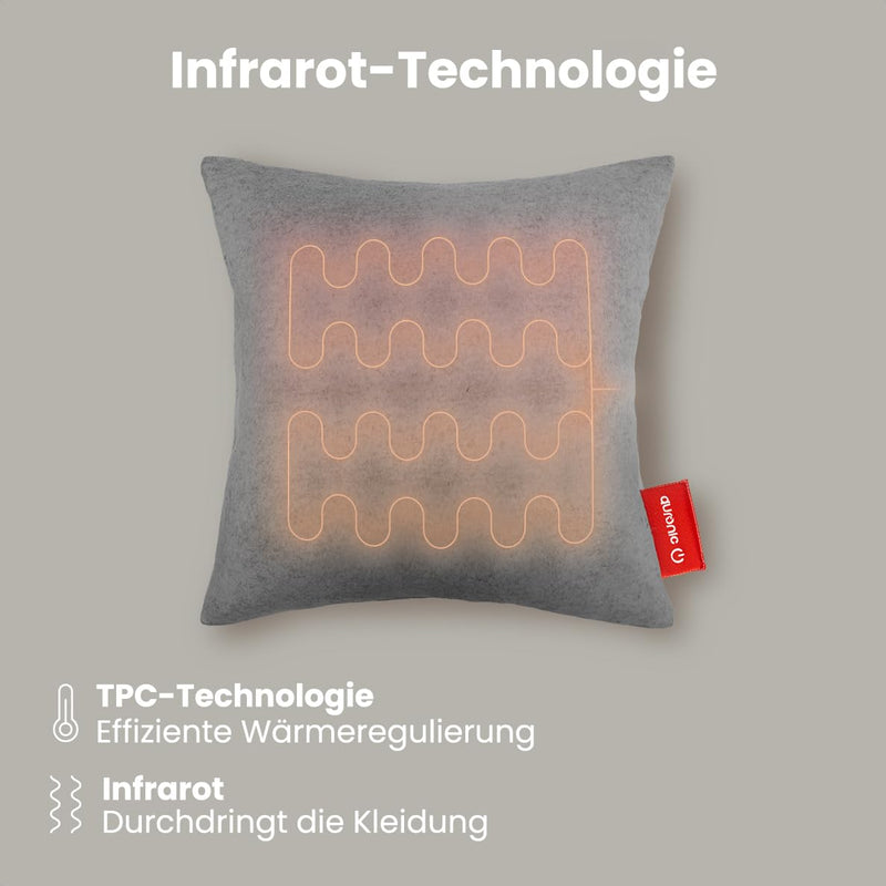 [Australia] - Auronic heating pad with automatic switch-off - Electric heating pad - Battery heating pad - Wireless heating pad - Back heating pad - Electric heating pad - Rechargeable back heating pad - 45x45 cm Polyester 45x45cm 