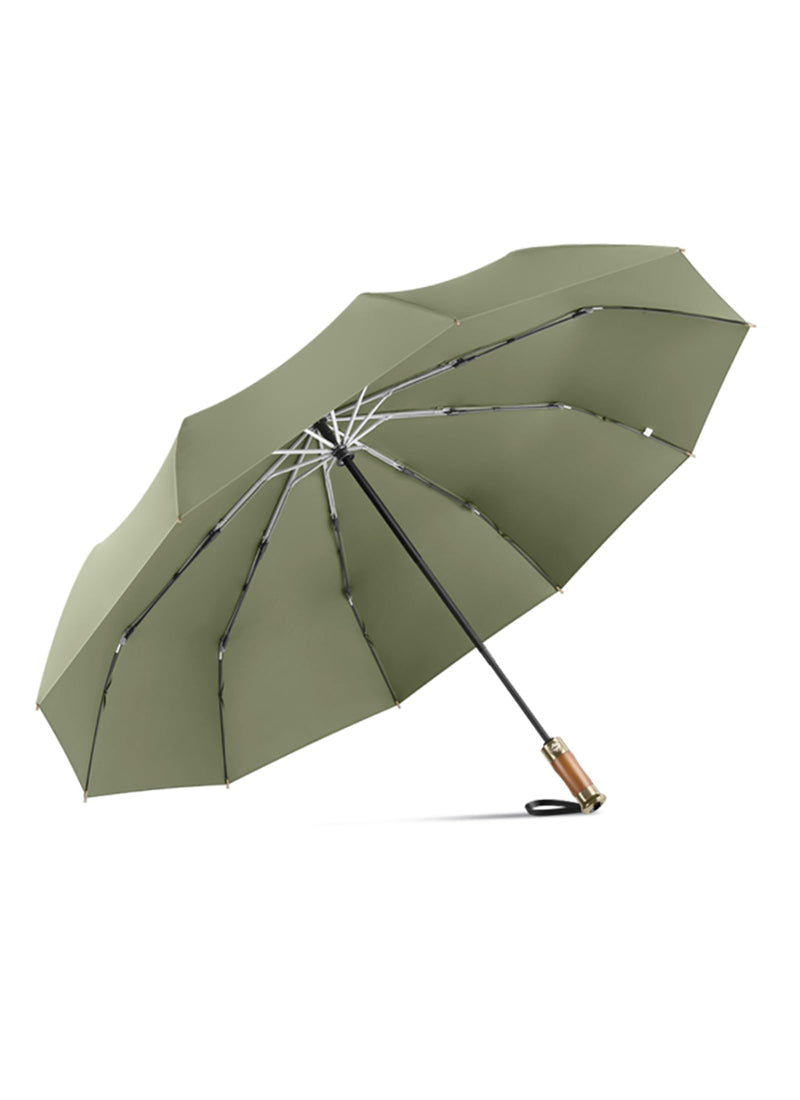Rain Cats Large 45/50 Inch Umbrellas for rain Strong10 Ribs Fiberglass Umbrella Windproof Wabig Compact Automatic portable Folding Travel Thick Fabric Wood handle A-Olive 41 inches in diameter