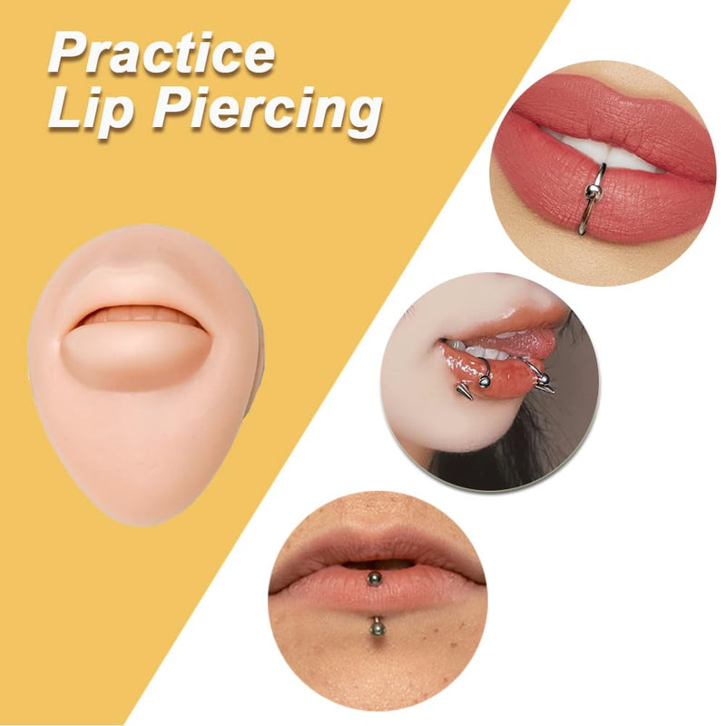 [Australia] - Soft Silicone Model Body Part Displays Set- Gakonp 7pcs Piercing Practice Body Parts with 1pcs Display Stand for Piercing Ear Nose Mouth Tongue and Belly Button Model Piercing Practice Kit 