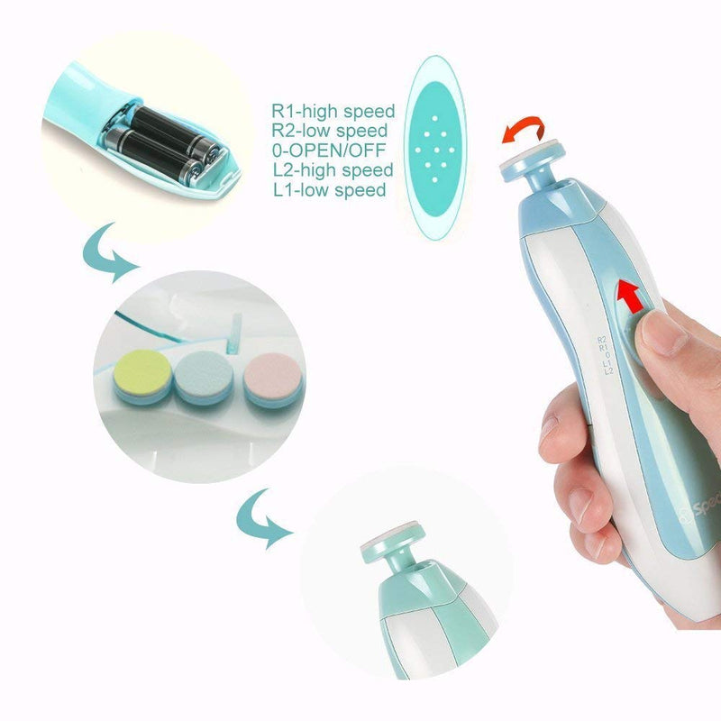[Australia] - Baby Electric Nail File, 8 in 1 Safe Baby Nail Trimmer, Baby Nail Clippers with 6 Grinding Heads, Baby Nail Care Kit for All Ages 