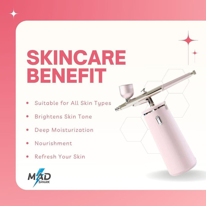 [Australia] - Oxygen Facial Spray Machine - High Pressure Handheld Facial Steamer with 0.3mm Nozzle - Rechargeable Portable Nano Mist face steamer for facial deep cleaning, Moisturizing, Travel & Home Use Pink 