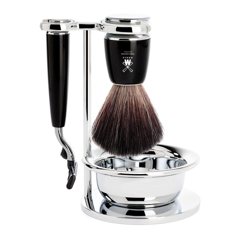 [Australia] - MÜHLE razor set - stand with bowl - holder for razors and brushes from the Vivo and Rytmo series - chrome-plated metal 