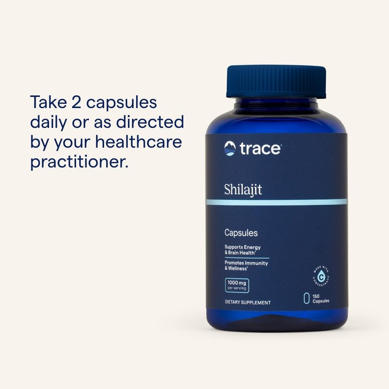 [Australia] - Trace Minerals Shilajit 1000mg - Mineral Supplement Support for Brain Health & Immune Function - Healthy Energy Support Formula with Shilajit Extract & Trace Minerals - 150 Capsules (75 Servings) 