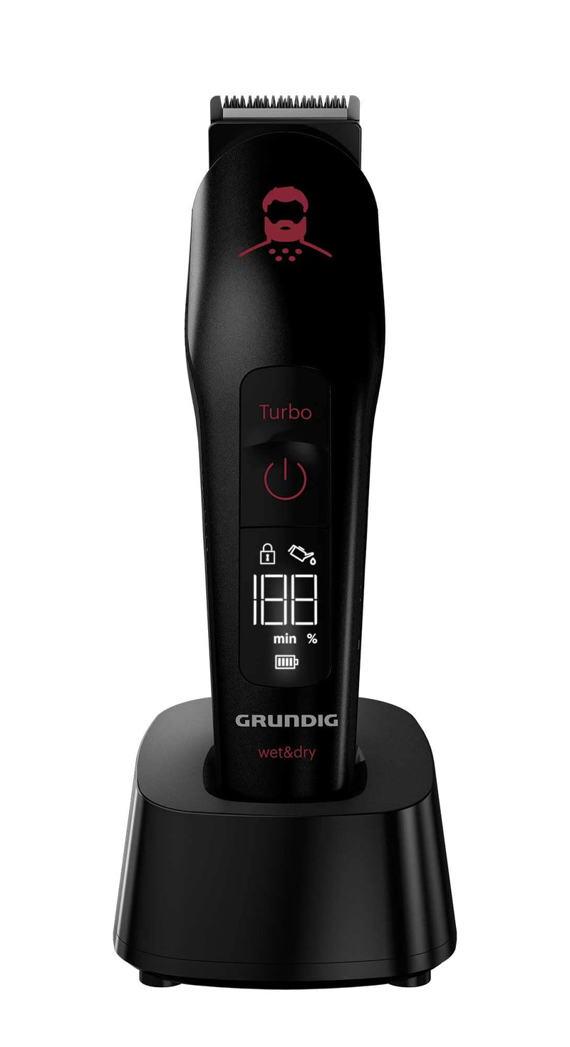 [Australia] - GRUNDIG MGK 9030 ProClub multi-hair cutting set, BeardCare sensor, wet & dry use, with Li-Ion battery technology, cutting set with titanium coating, matt black/red 