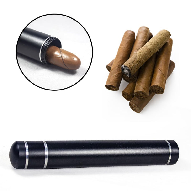 [Australia] - Cigar Tube, Aluminum Cigar Travel Airtight Single Cigar Holder Case (black) black 