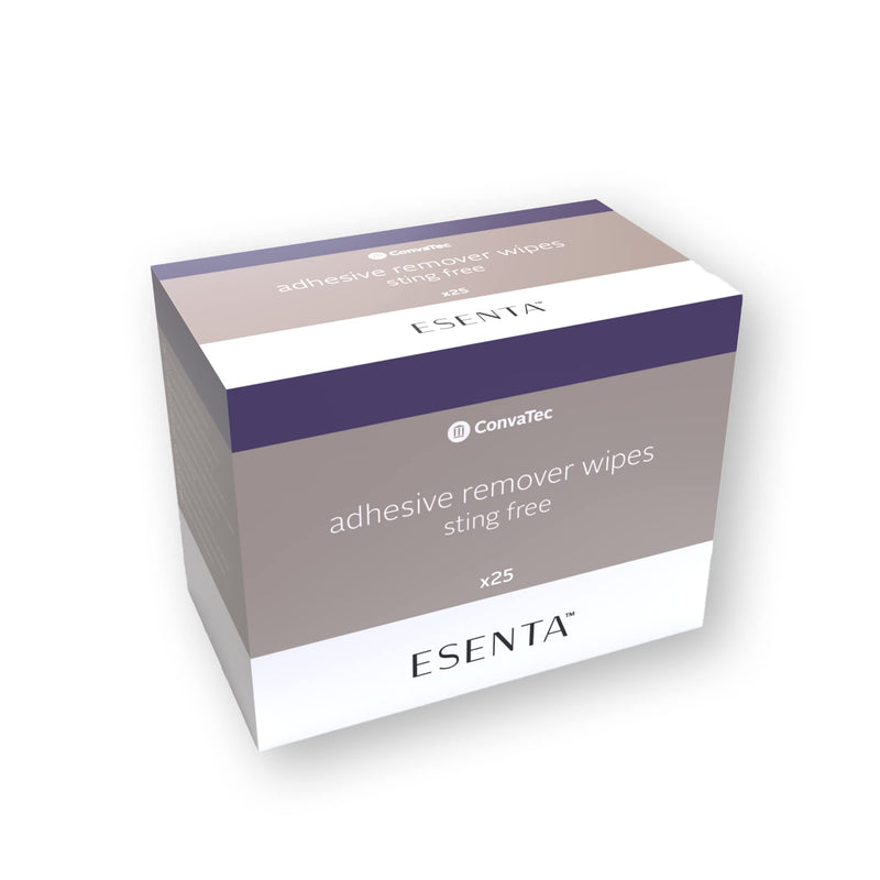 [Australia] - ConvaTec ESENTA Adhesive Remover Wipes for Around Stomas and Wounds, Sting Free, Alcohol Free, 25ct Box (Pack of 1) 25 Count (Pack of 1) 