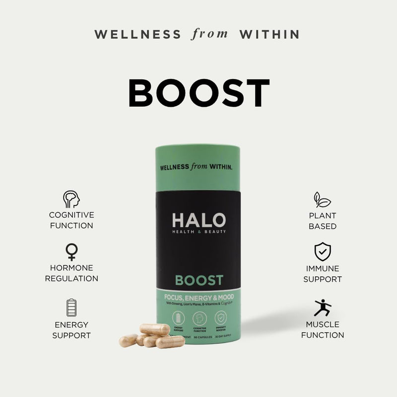 Boost Cognitive Support Supplement, Energy and Mood Enhancement, with Lion's Mane, Ginkgo Biloba, B-Vitamins