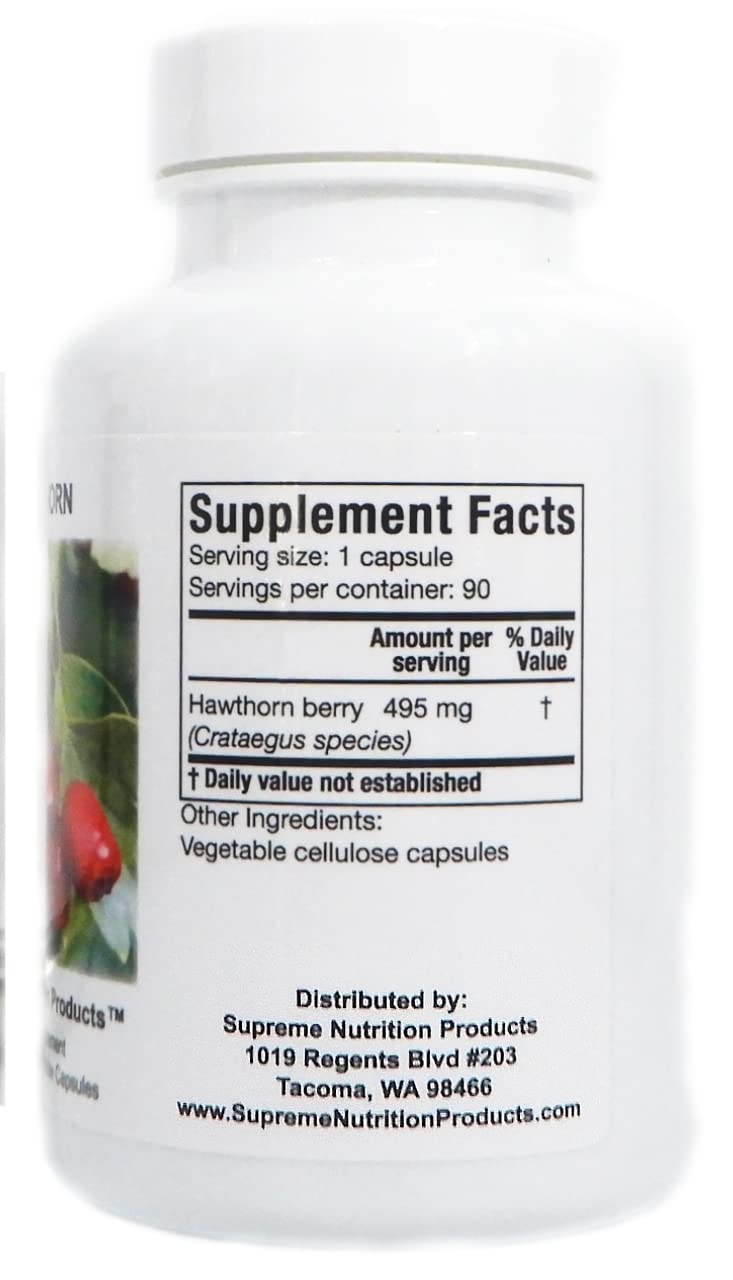 [Australia] - Supreme Nutrition Hawthorn, 90 Pure Hawthorn Berry Vegetarian Capsules 90 Count (Pack of 1) 