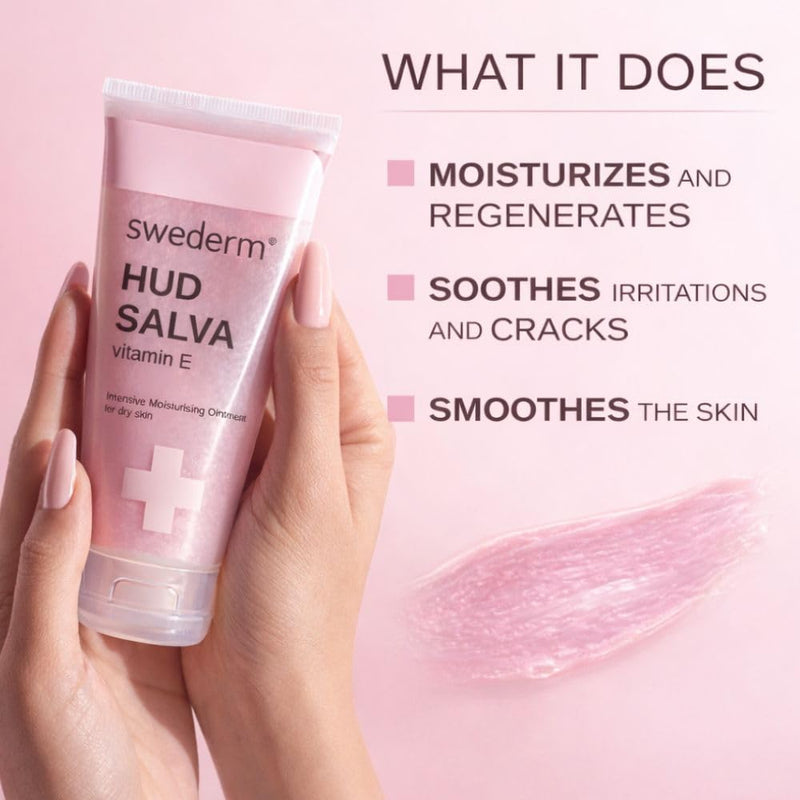 swederm Hudsalva Skin Moisturizer with Vitamin E, Shea Butter, 1,69 fl oz | dry skin remedy, glycerin, shea butter, allantoin, elbows, cracked heels, Scandinavian quality, travel essentials 1.69 Fl Oz (Pack of 1)
