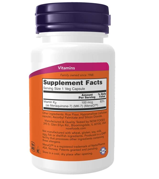 [Australia] - NOW Foods MK-7 Vitamin K-2, 100mcg - 60 vcaps 
