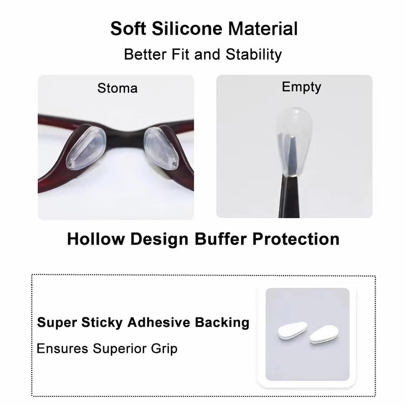 [Australia] - Eyeglass Nose Pads, Soft Silicone Adhesive Nose Pads for Glasses, 3.2mm Heighten Anti-Slip Air Chamber Glasses Nose Pad for Full Plastic Frames, 12 Pairs (Clear) 3.2mm Clear 