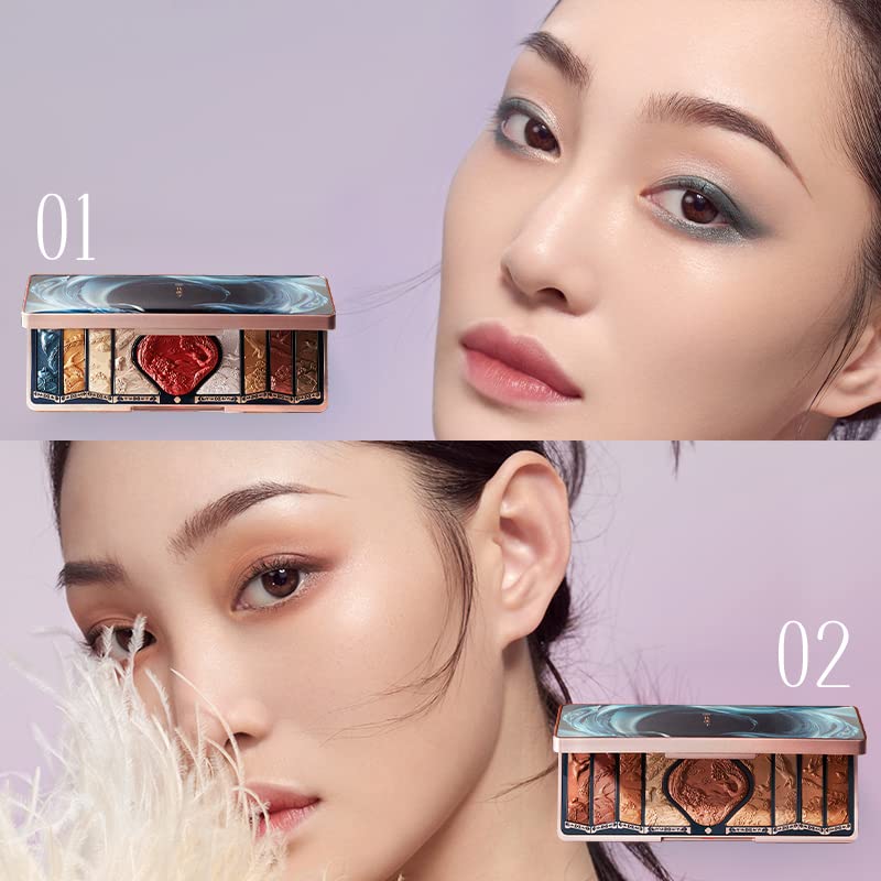 [Australia] - FLORASIS Floral Engraving Phoenix Makeup Palette Makeup Long Lasting Blendable Natural Eyeshadow Palette for Women (02 Retro Brown) 02 Retro Brown 