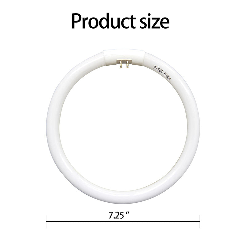 [Australia] - 7.25 inch T5 22W Circular Bulb Light Replacement for Floxite, Zadro, Rialto Makeup Magnifying Vanity Mirror, FC22 Surround Fluorescent Lamp 6500K Daylight 7.25 inch-Inward Pins 
