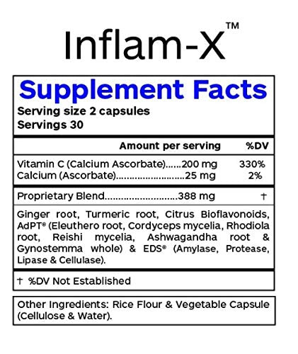 Professional Botanicals Inflam-X-Vegan Immune System and Circulatory Support - 60 Vegetable Capsules