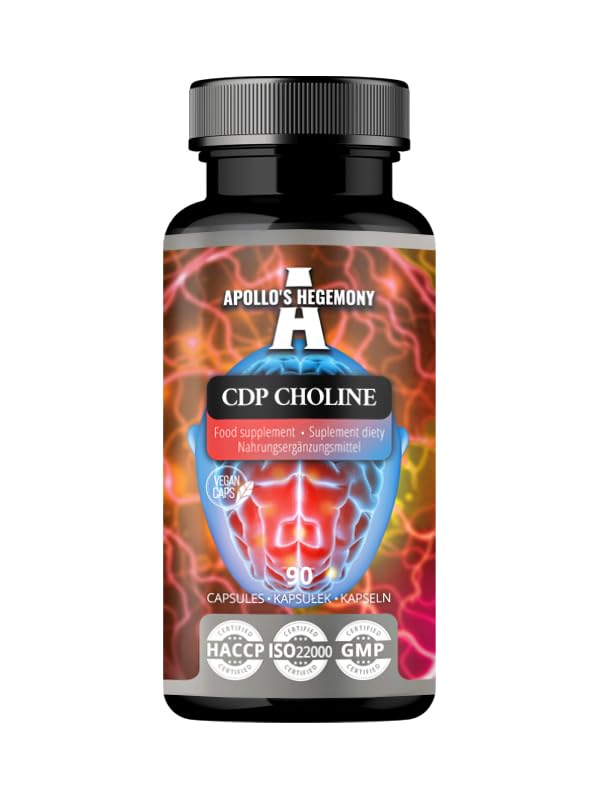 [Australia] - CDP Choline 300 mg - Citicoline 90 Vegan Capsules - 3 Month Supply - Lipid Choline - Highly effective nootropic supplement to improve memory and concentration - from Apollo's Hegemony 