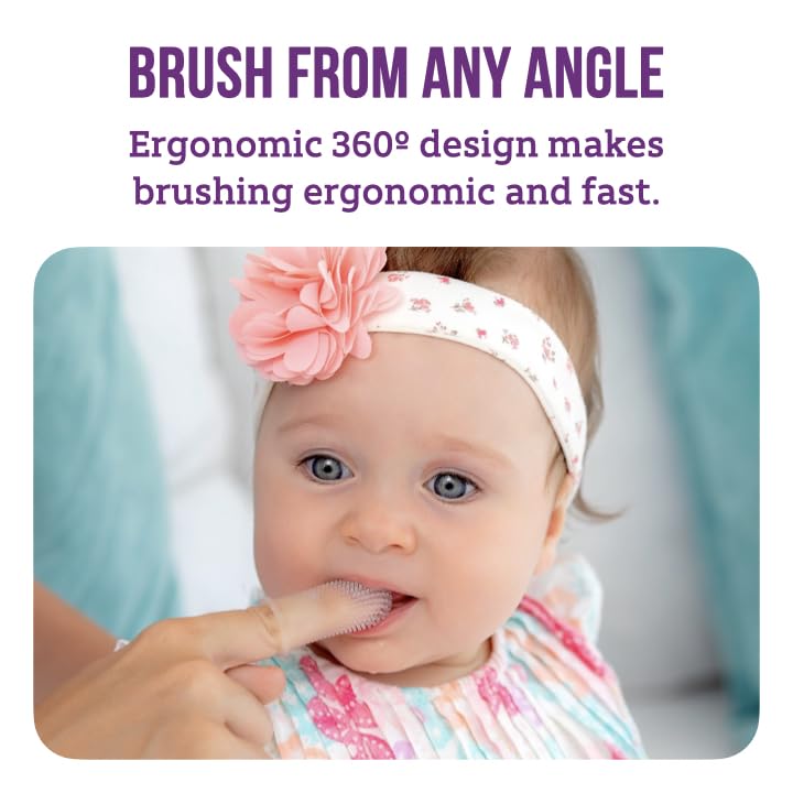 [Australia] - Baby Toothbrush, 360 Degree Bristle Silicone Finger Toothbrush 6 to 12 Months, and Toddler Toothbrushes 1-2, Set of 4 – Multi Colors Multi-colors 